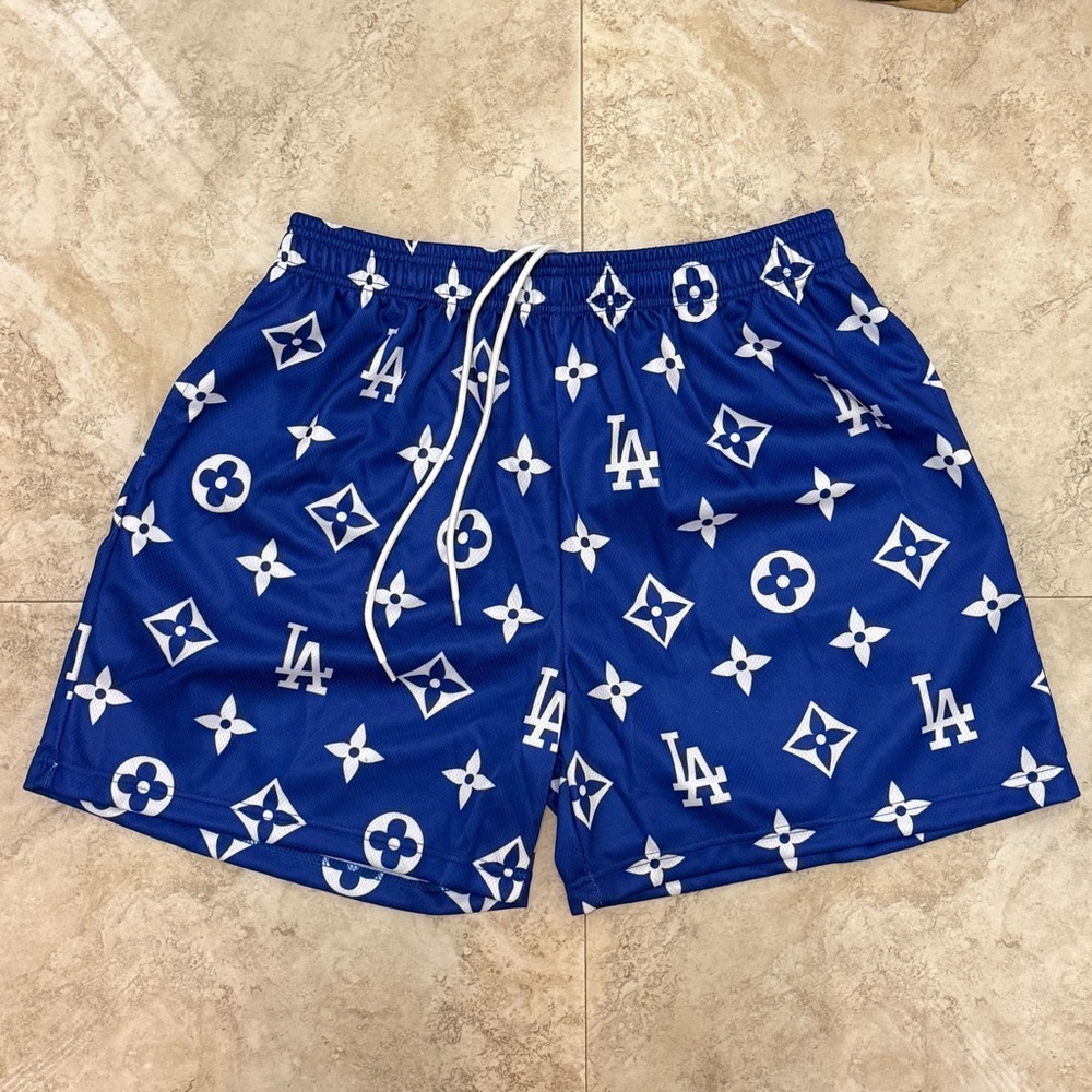 LA Dodgers Blue Mesh Shorts w/ Drawstring & Pockets — Brand New